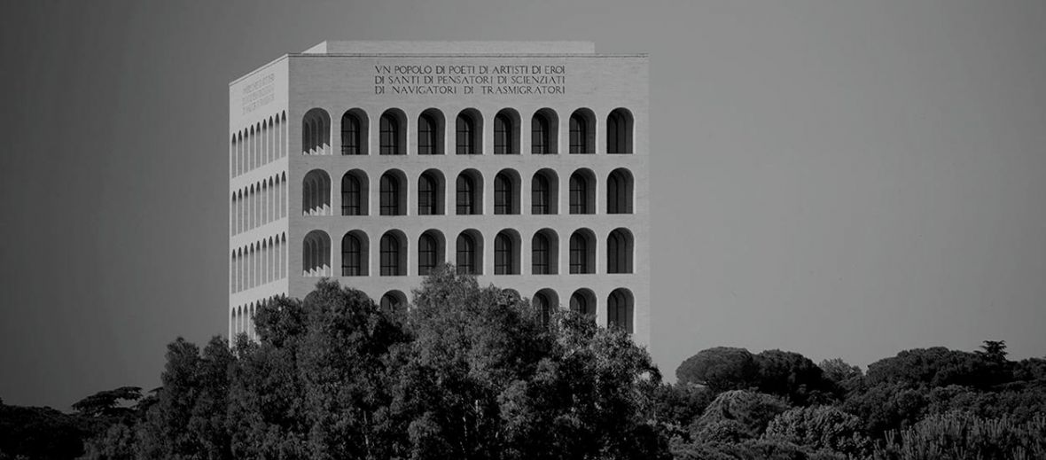 Fendi Geadquarters Rome, Italy  - Black white photo of the iconic facade