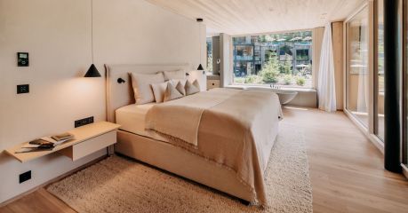 Modern design hotel & spa, Forsthofgut in Leogang Austria - spa relaxation zones in wood