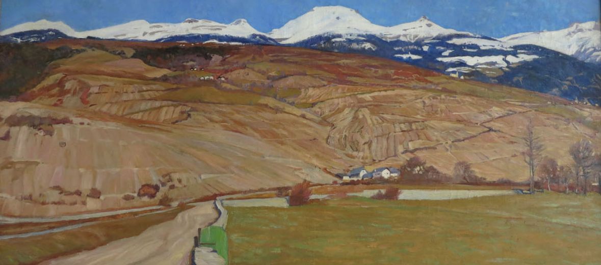 Edmond Bille (1878-1959): Les vignes en mars, 97 x 179 cm, datiert 1910.