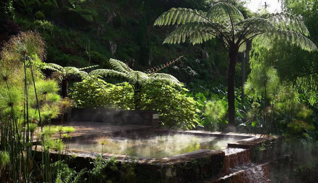Photograph of the architectural masterpiece that is São Miguel’s Poça da Dona Beija thermal spring in the Azores